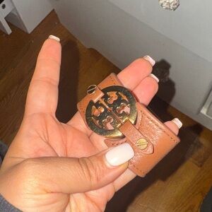 Tory Burch Tan Brown Leather Bracelet with Gold Accent